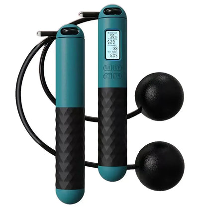 Active senior using a cordless fitness rope for low-impact cardio.