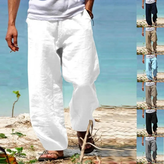 Men’s loose breathable straight summer beach pants in light fabric