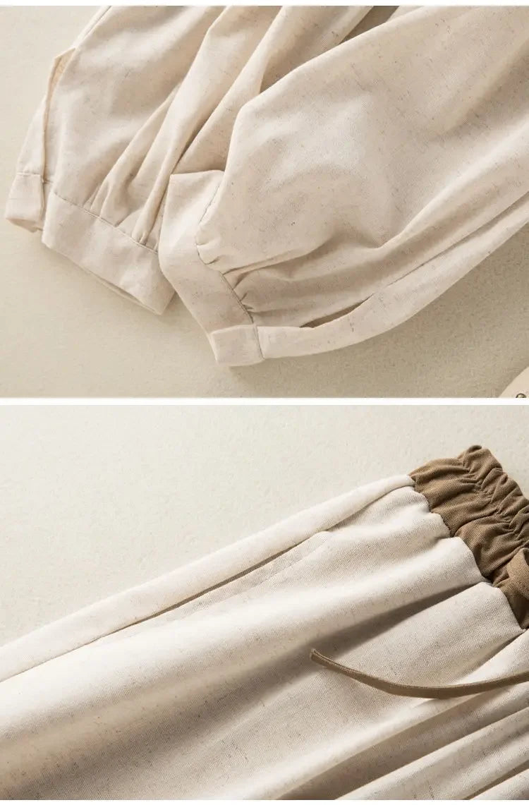 Close-up of beige fabric with a focus on texture and color.