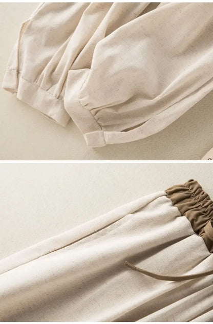 Close-up of beige fabric with a focus on texture and color.