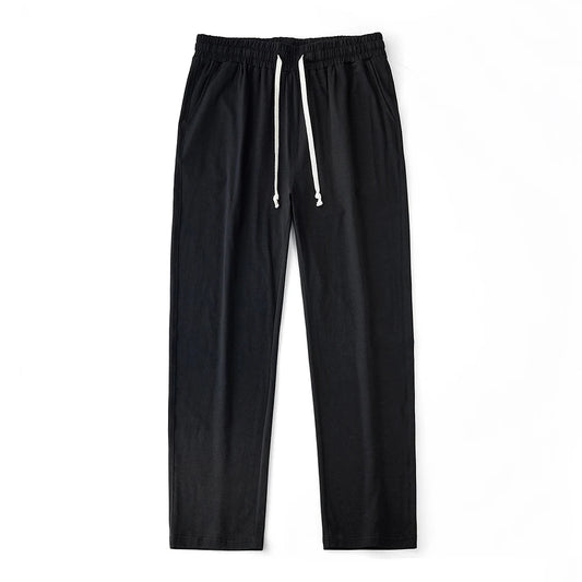 Men’s solid color sport pants with drawstring waist and straight-leg fit
