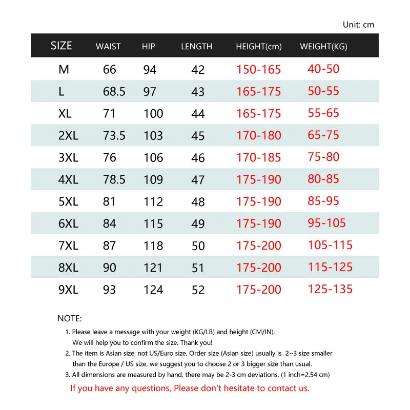 Comfortable men's cotton casual shorts with elastic waist and pockets size chart