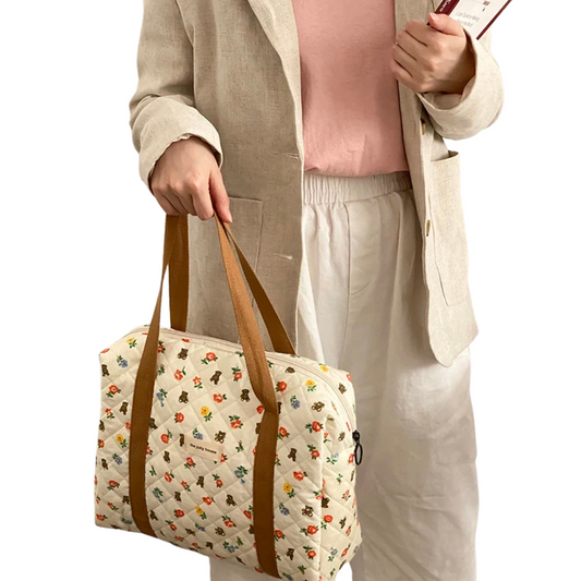Comfortable and fashionable floral print bag for women on the go.