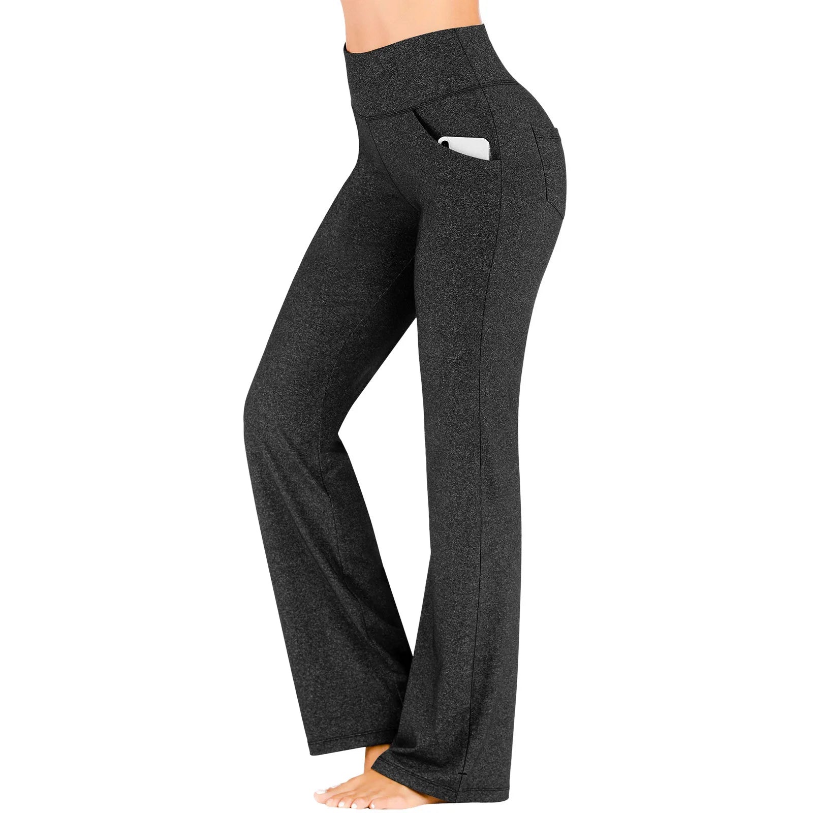 Dark gray pants with a pocket on a white background