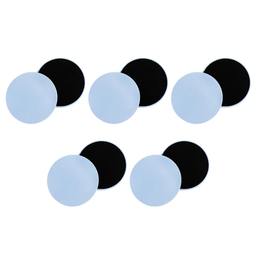 A set of dual-sided gliding discs in blue colors being used for fitness exercises on a floor, with the text '2-10PCS' indicating the quantity available.