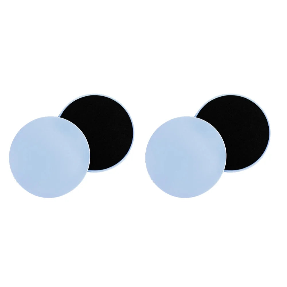 A set of dual-sided gliding discs in blue colors being used for fitness exercises on a floor, with the text '2-10PCS' indicating the quantity available.