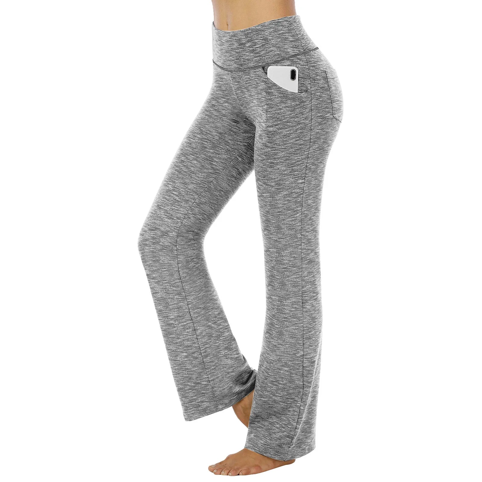 Gray sweatpants with a pocket on a white background
