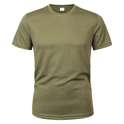 Breathable polyester athletic tee for active seniors, ideal for summer workouts