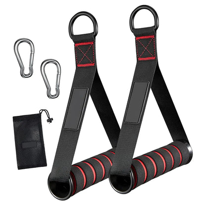 Black Handles for Resistance Bands with carabiners on a white background
