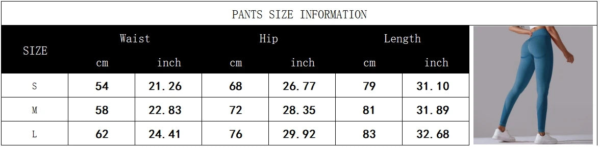 High-waist breathable nylon yoga leggings designed for comfort and flexibility, ideal for yoga and daily activities size chart