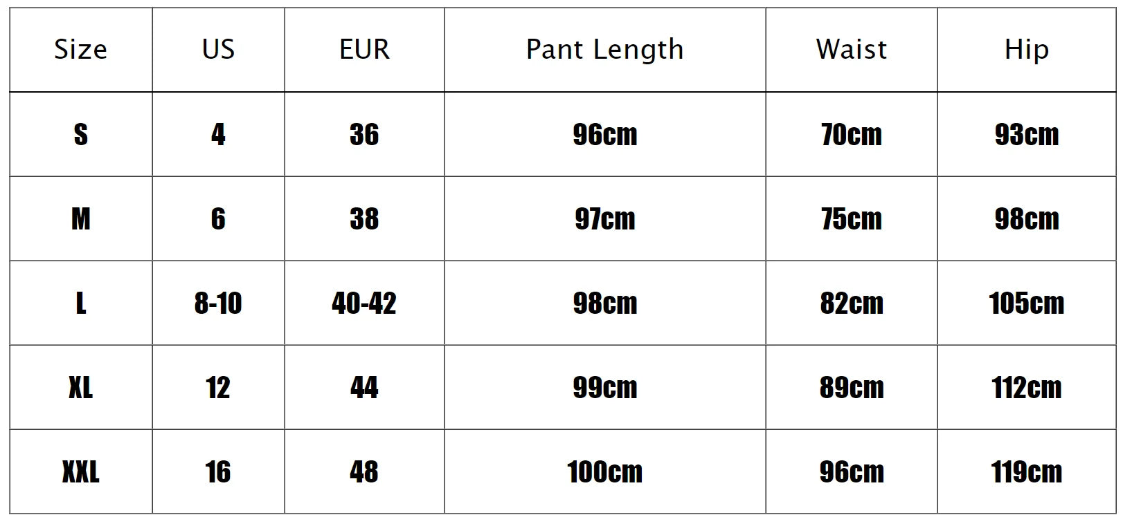 Size chart