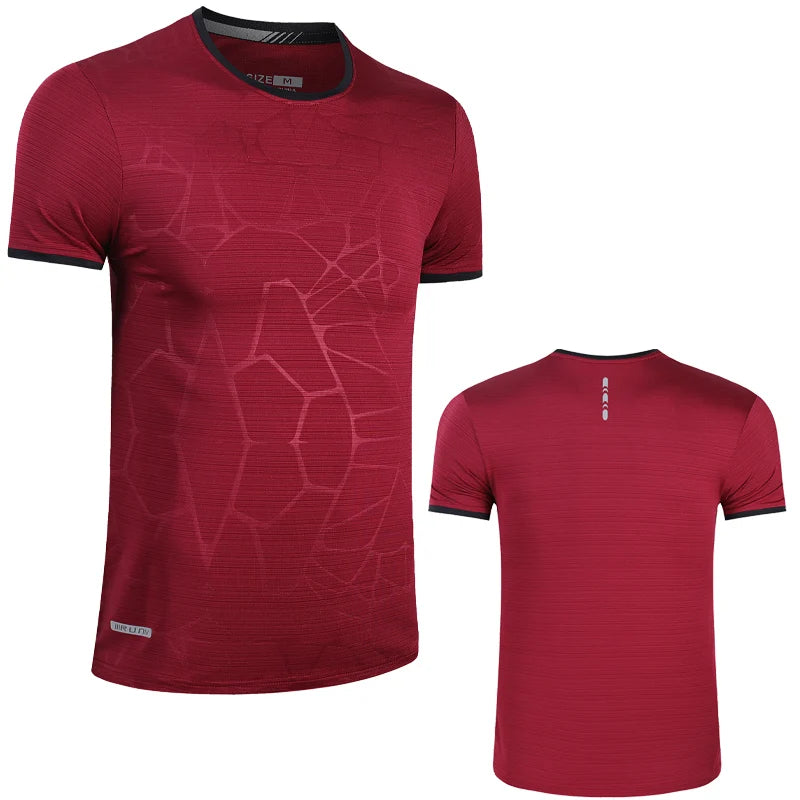 Men’s lightweight breathable quick-dry workout shirt with short sleeves and O-neck collar