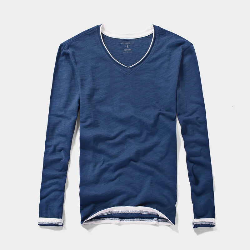 Lightweight bamboo blend V-neck tee perfect for spring and autumn