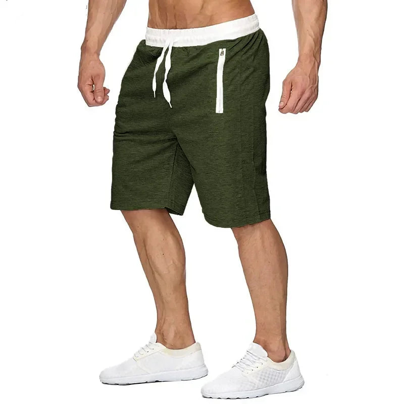 Men's Beach Shorts with Zip Pockets for fitness and water sports in green