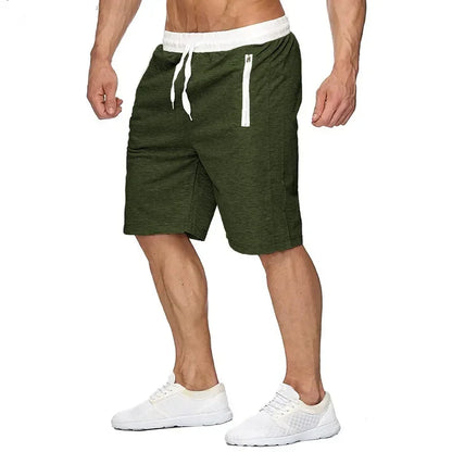 Men's Beach Shorts with Zip Pockets for fitness and water sports in green