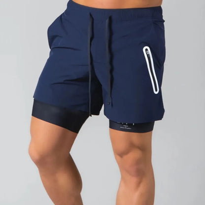 Durable and flexible men’s double-layer training shorts ideal for active seniors
