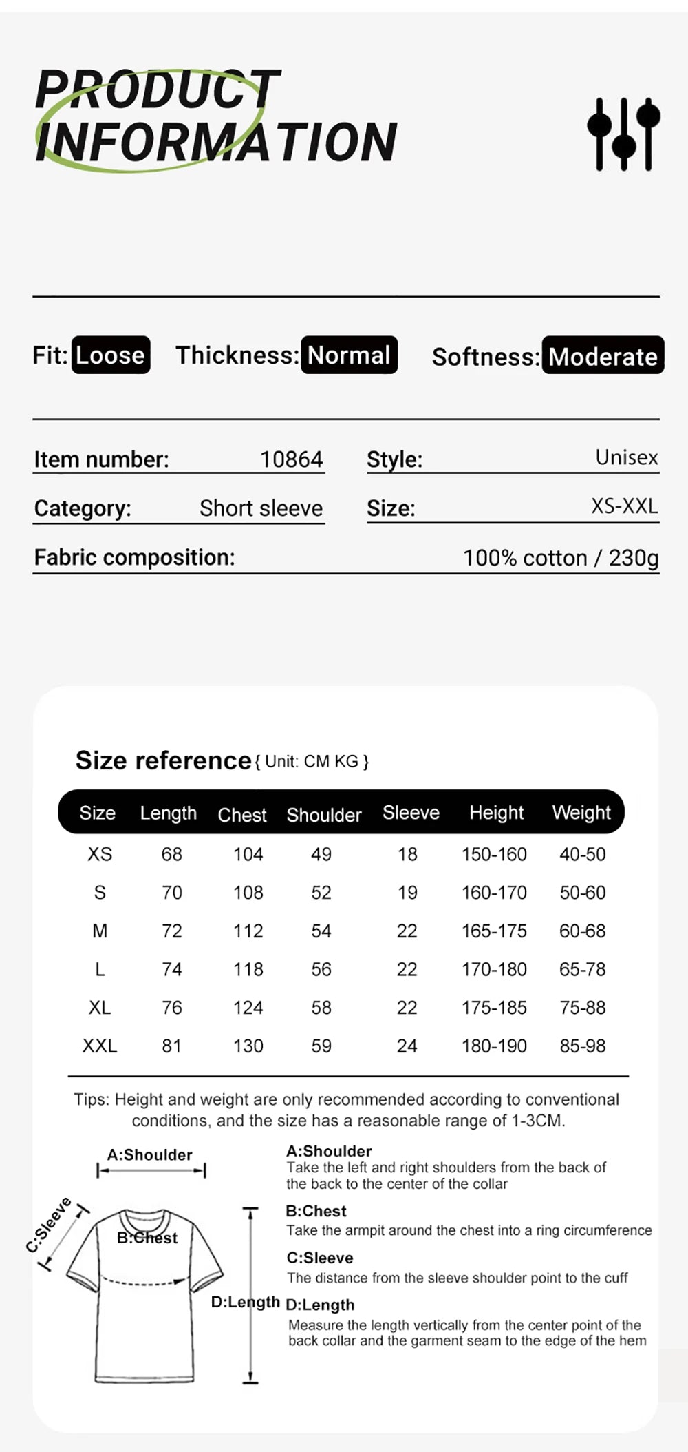 Loose fit retro cotton tee for seniors
