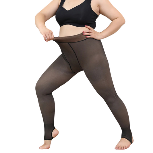 Plus Size Warm Fleeced Leggings showcasing soft fleece lining and high-waist design for extra comfort and support.
