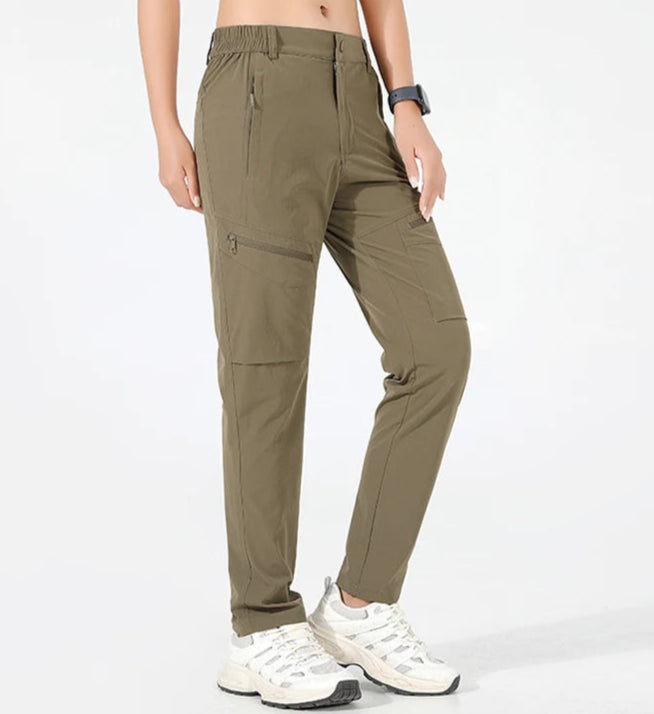 Moisture-wicking hiking trousers with quick-dry technology, high-stretch fabric, and sun protection for outdoor activities