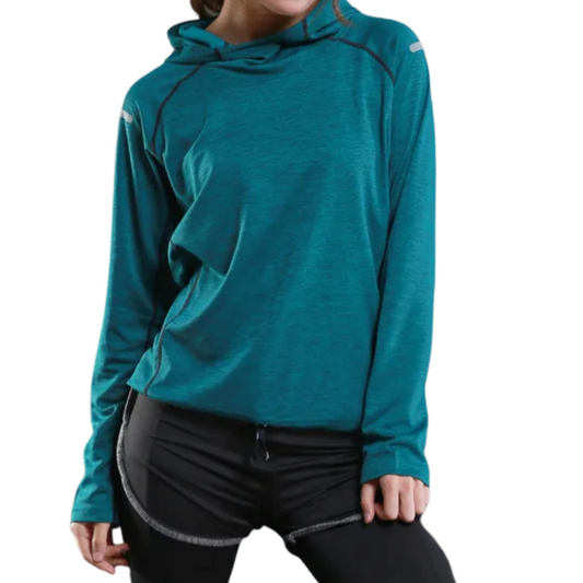 Quick-Dry Long Sleeve Sports Training Hoodie for seniors, offering comfort and flexibility