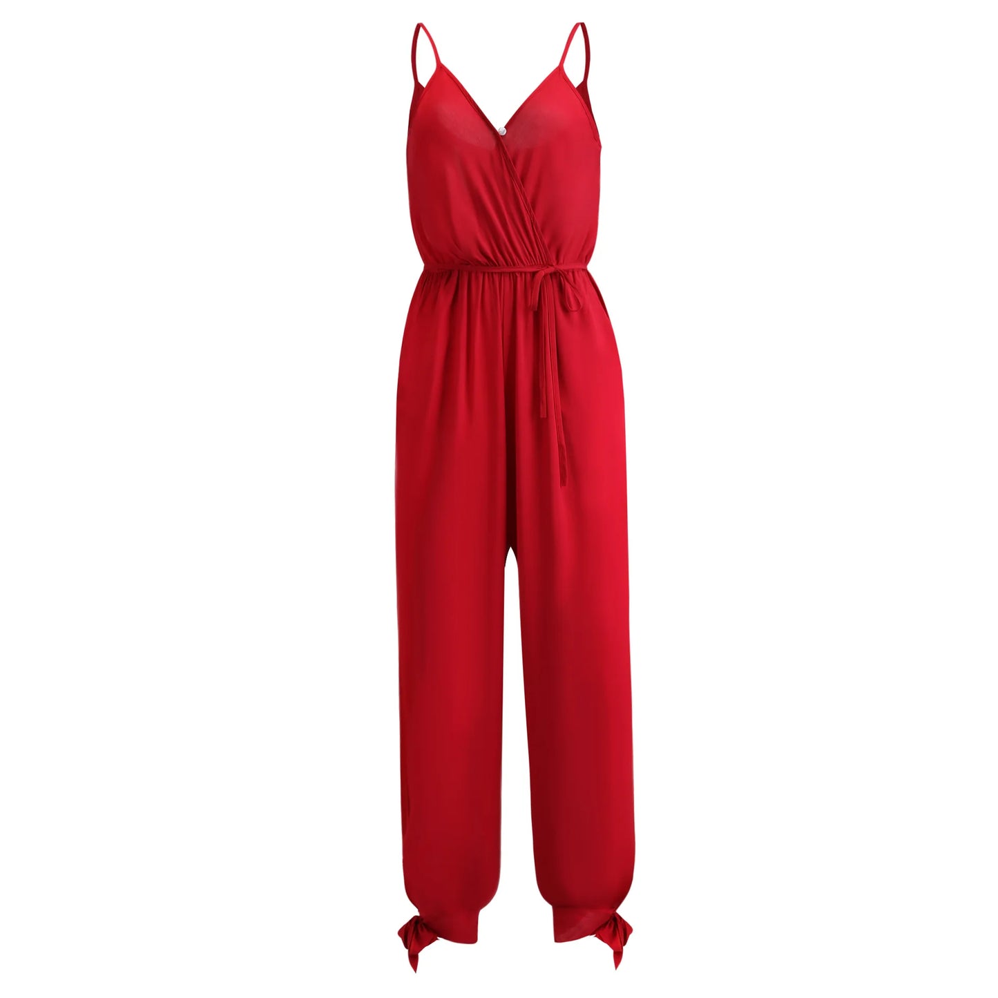 
Relaxed-fit V-neck jumpsuit ideal for sunny strolls


