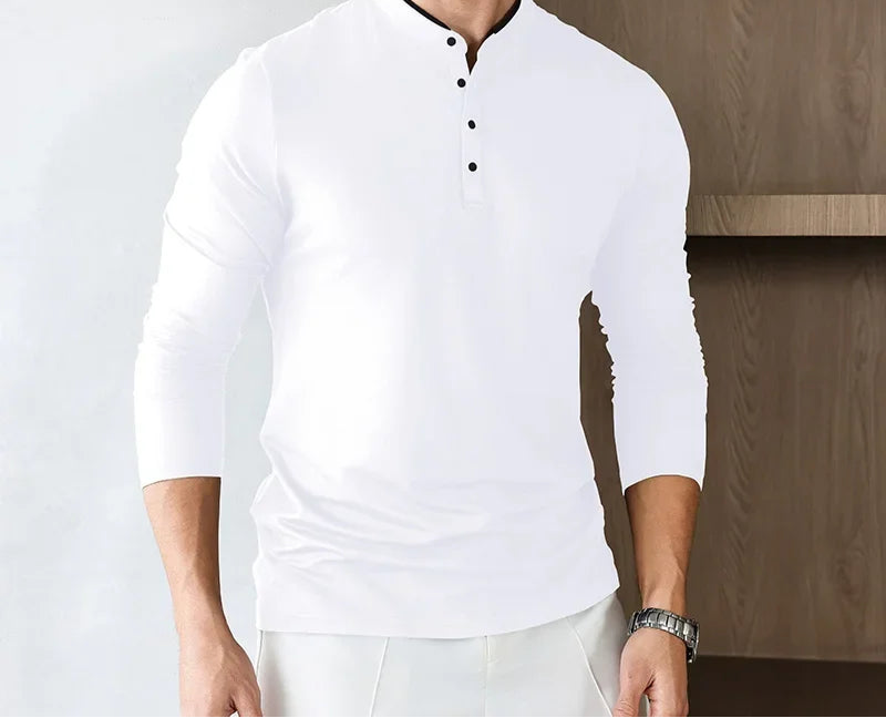 Comfortable long sleeve polo-style T-shirt for everyday wear