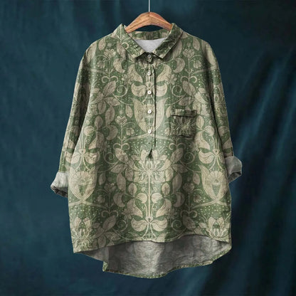 Autumn Floral Long Sleeve Collared Shirt