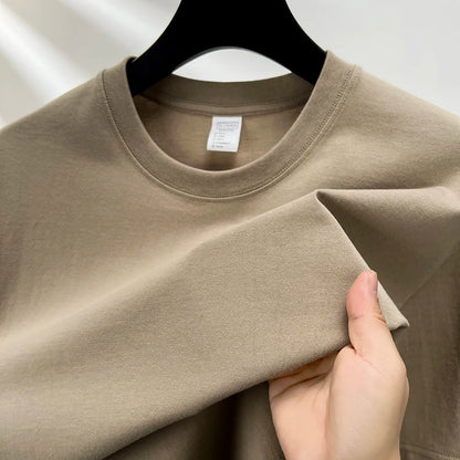 Men’s summer breathable cotton tee with classic round neckline