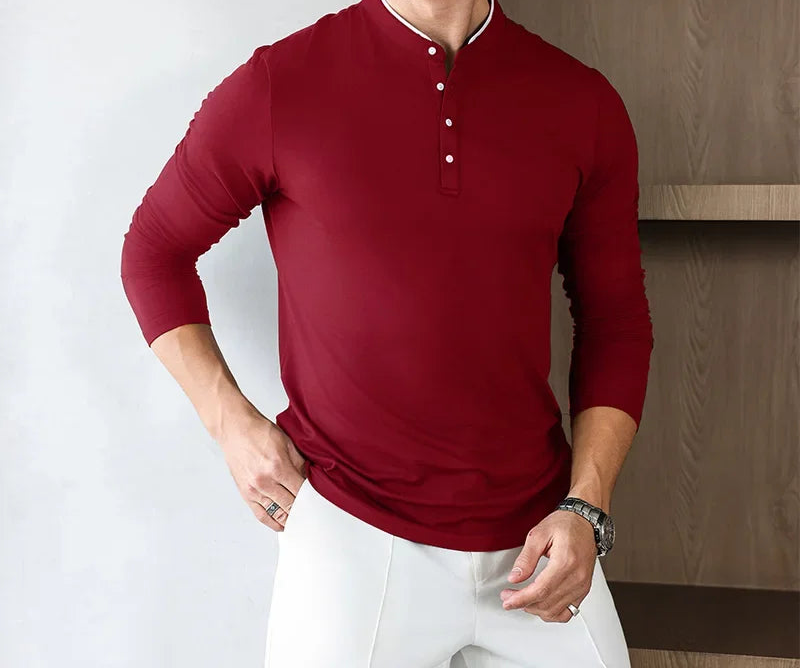 Classic solid color long sleeve T-shirt with easy-care fabric