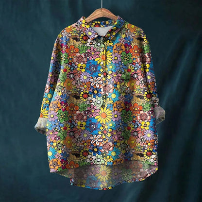 Autumn Floral Long Sleeve Collared Shirt