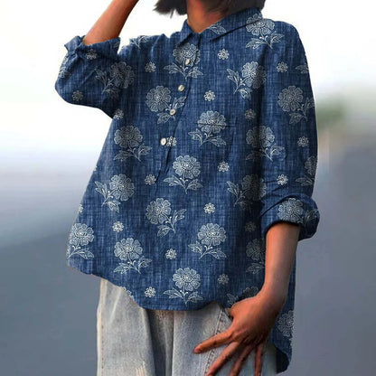 Autumn Floral Long Sleeve Collared Shirt