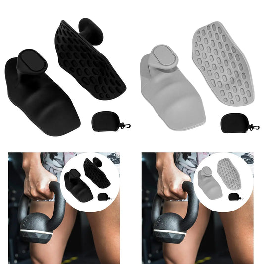 Black and gray gym equipment attachments on a white background