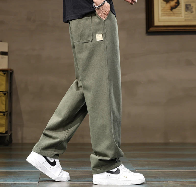 Breathable straight-leg senior pants made of 100% cotton