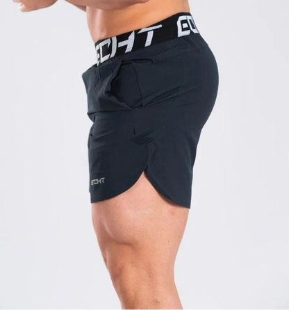 Breathable polyester fitness shorts with elastic waistband