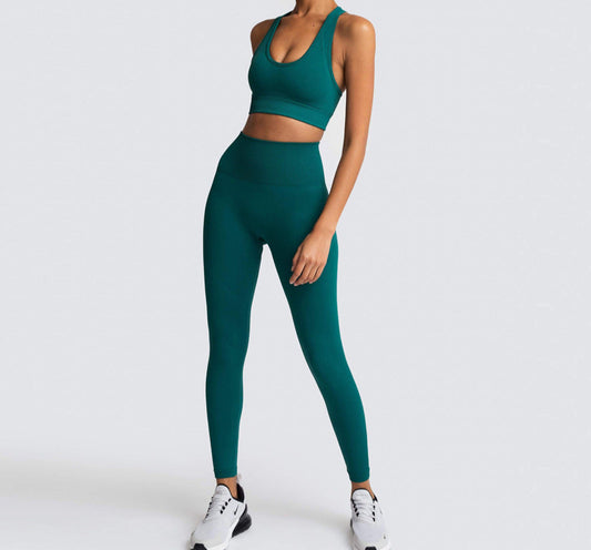 Seamless fitness leggings and top set

