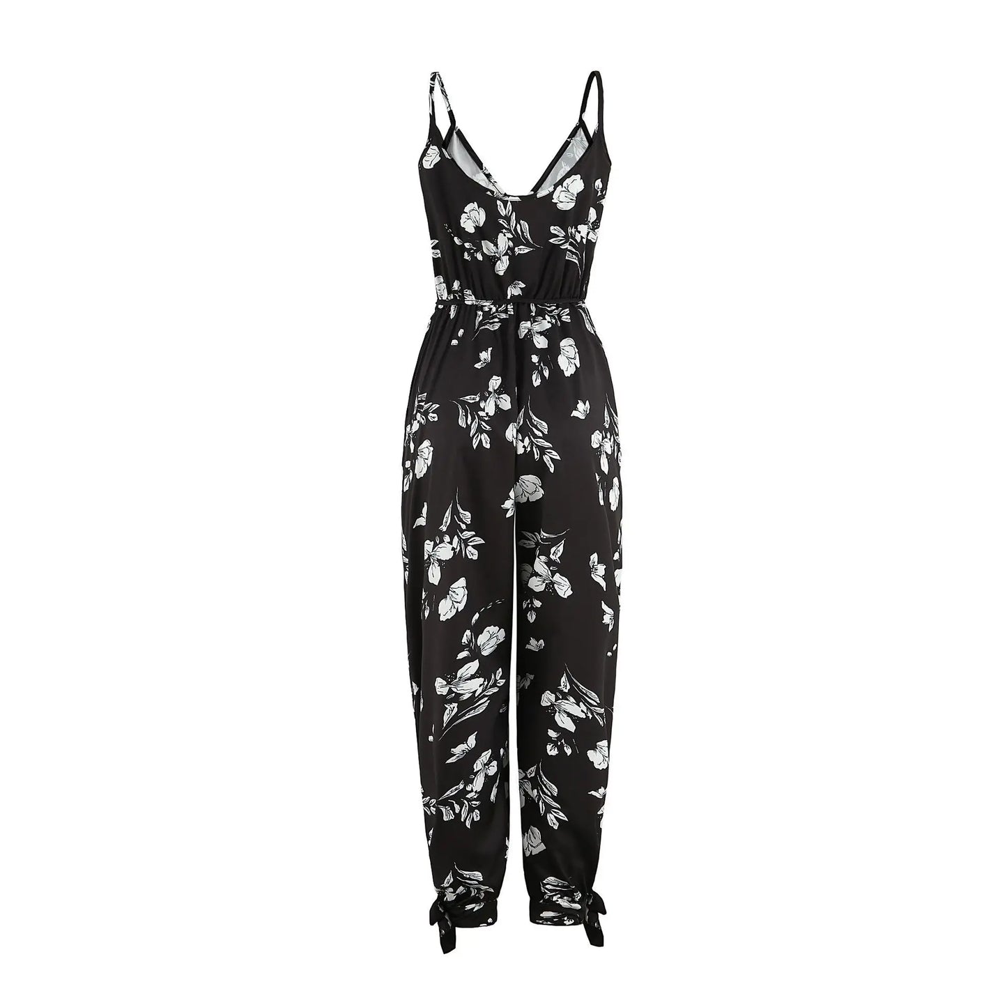 Printed V-neck jumpsuit designed for women over 60