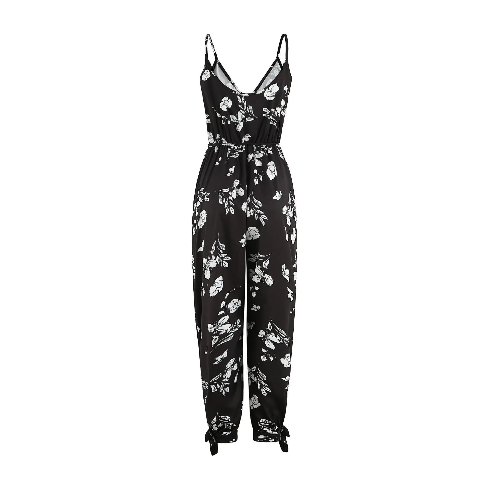 Printed V-neck jumpsuit designed for women over 60