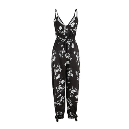 Printed V-neck jumpsuit designed for women over 60