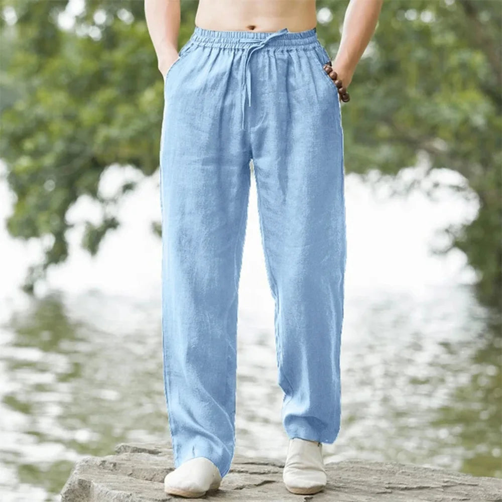 Breathable beach pants for active older adults enjoying a walkors