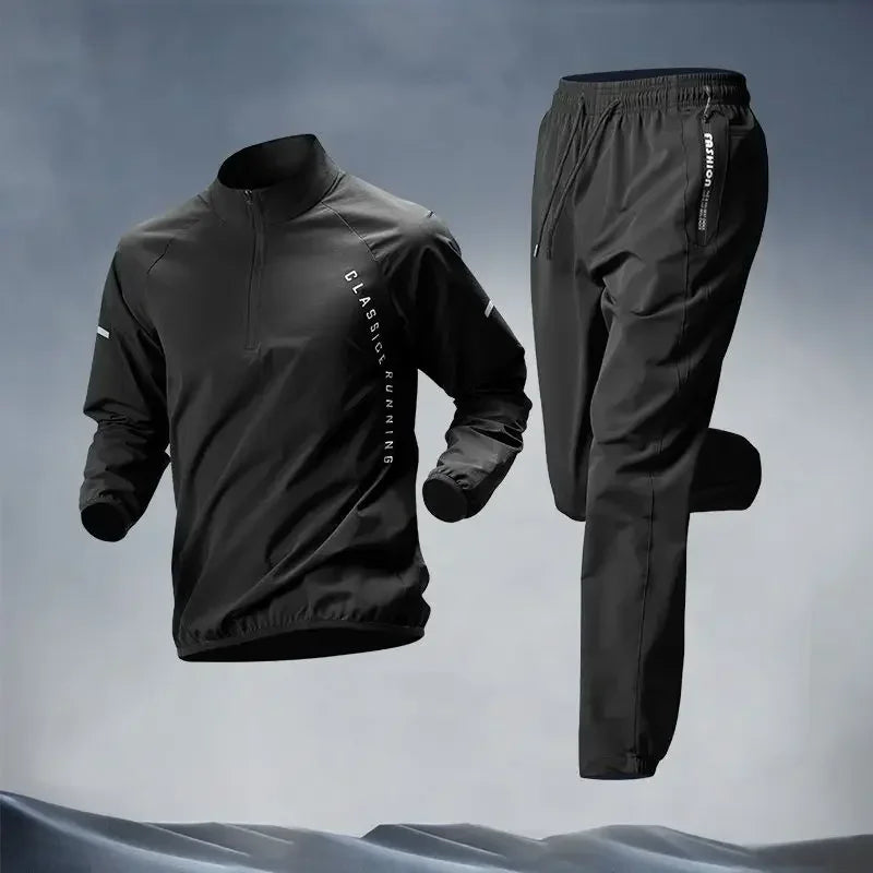 Slim-fit tracksuit for older adults offering flexibility, comfort, and breathability