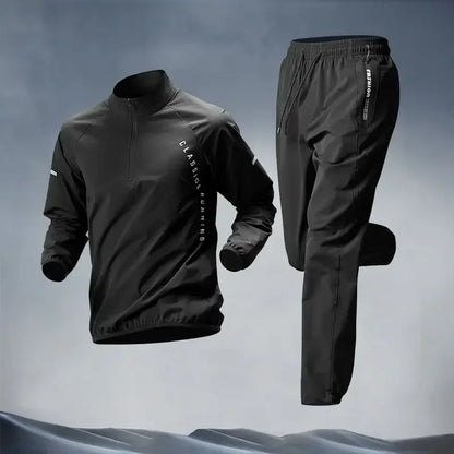 Slim-fit tracksuit for older adults offering flexibility, comfort, and breathability