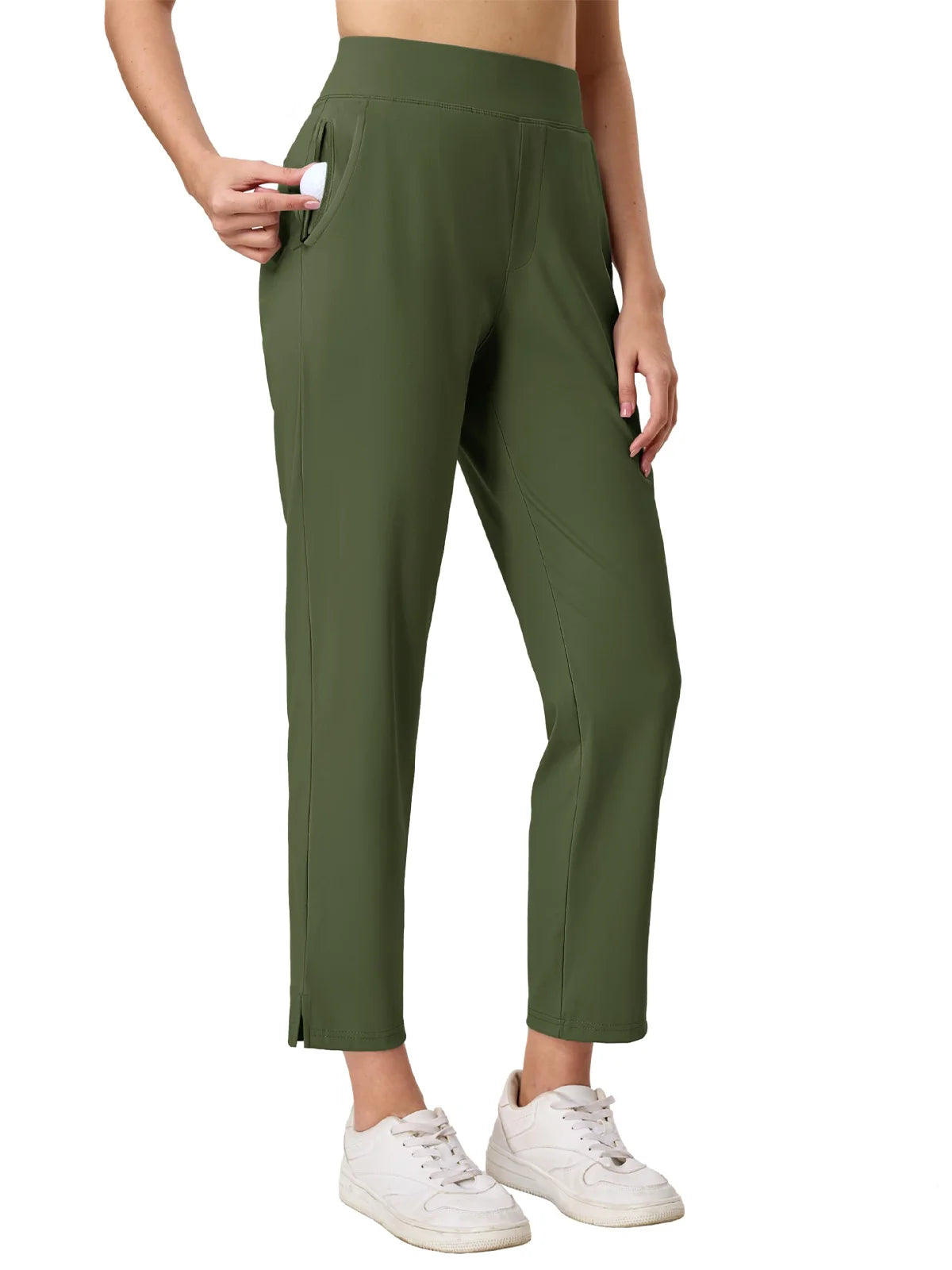 Solid color lightweight pants with regular fit, perfect for spring and summer outings