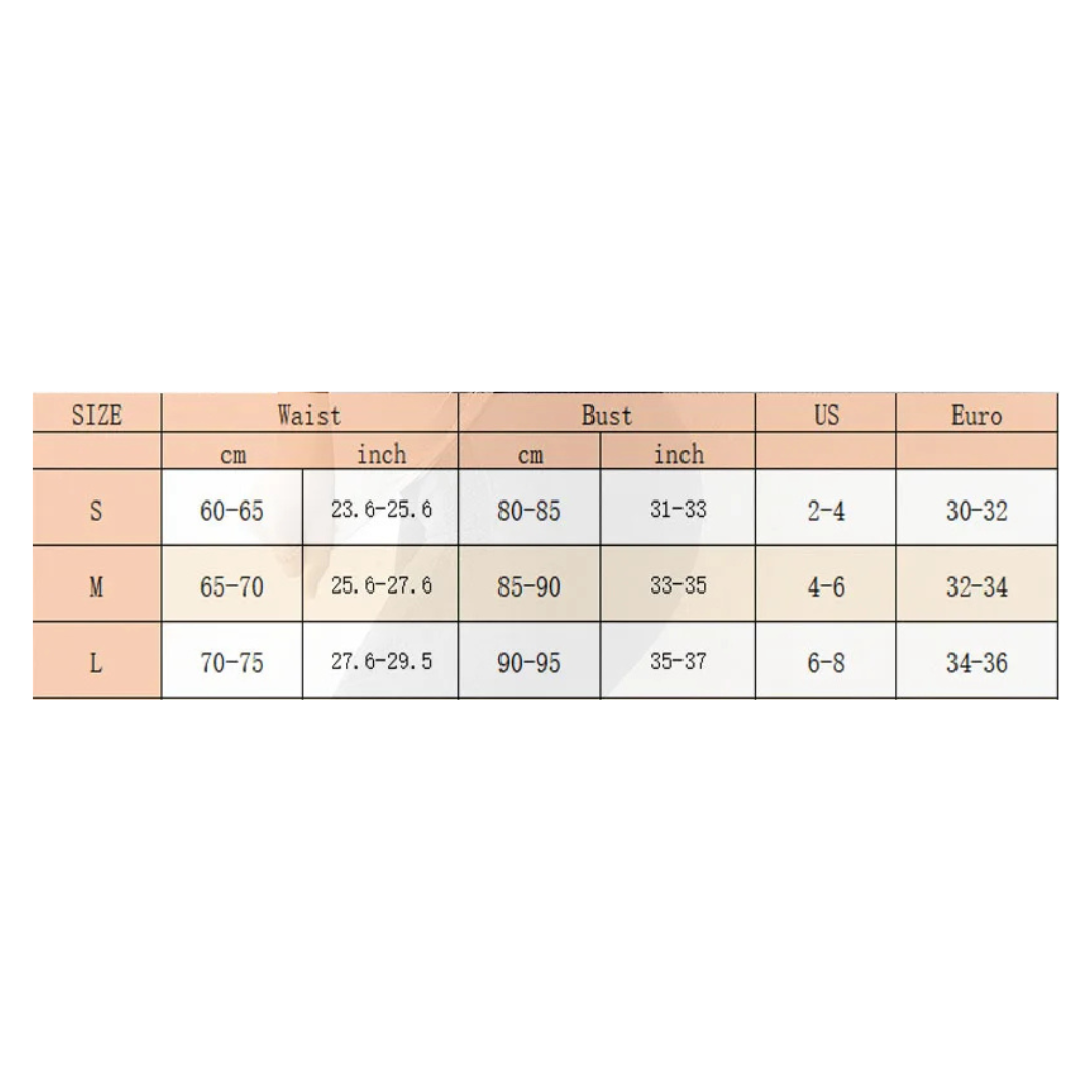 Breathable Stretch Top for Active Seniors, showcasing size chart