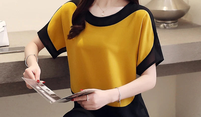 Flowy white blouse with batwing sleeves with O-neck design, Asian sizing