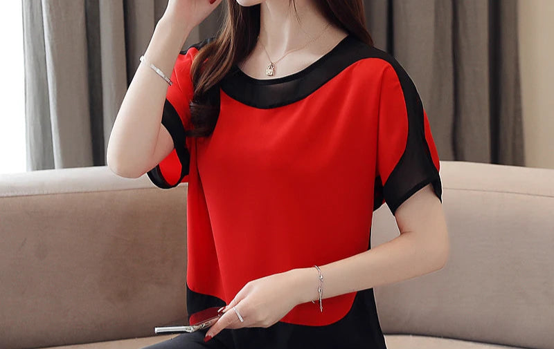 Chiffon blouse regular fit with relaxed fit, great for mature women