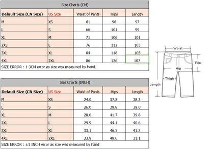 Breathable and moisture-wicking summer quick-dry lightweight athletic pants, perfect for active seniors size chart