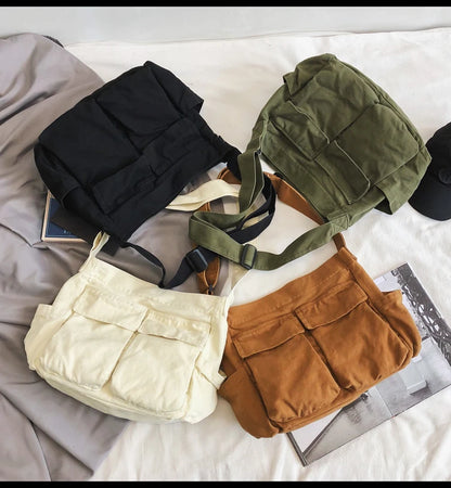Image of Versatile Vintage Canvas Crossbody Shoulder Bag in different colors