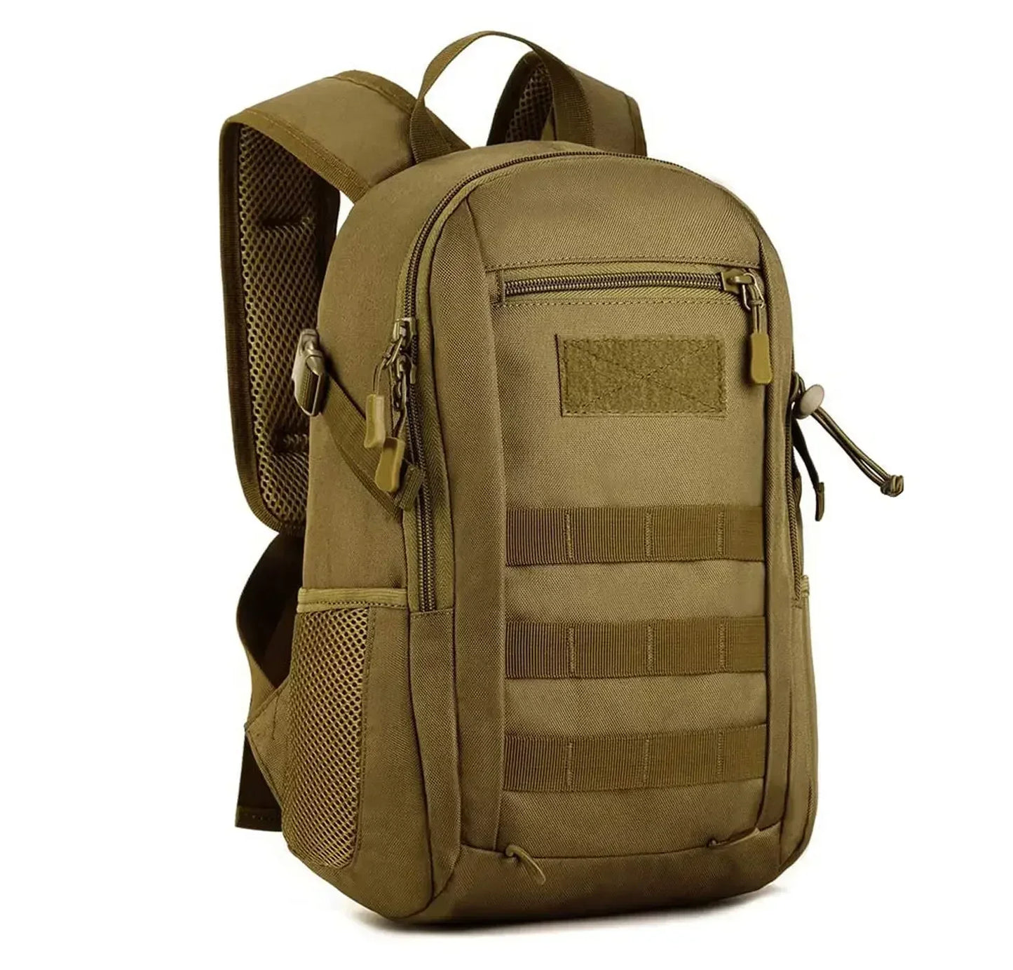 Soft handle providing a comfortable grip for carrying the backpack in khaki