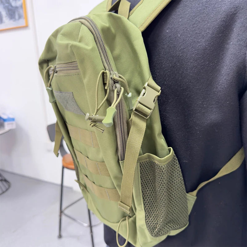 Exterior frame design adding stability and structure to the hiking backpack when worn