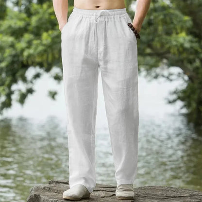 Straight-leg summer pants made with breathable natural fabric